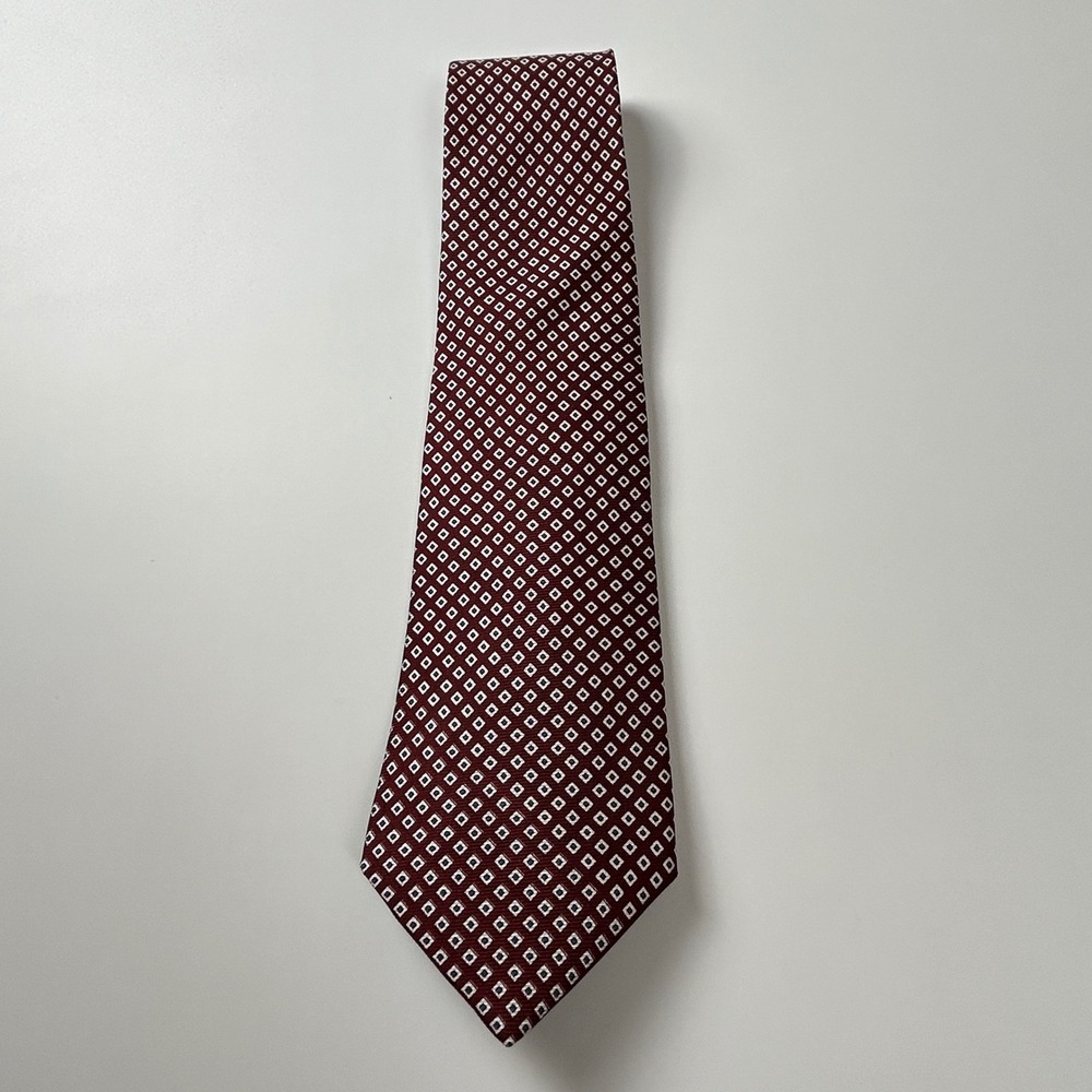 Brooks Brothers Makers Brown Geometric Diamond Pattern Silk Tie